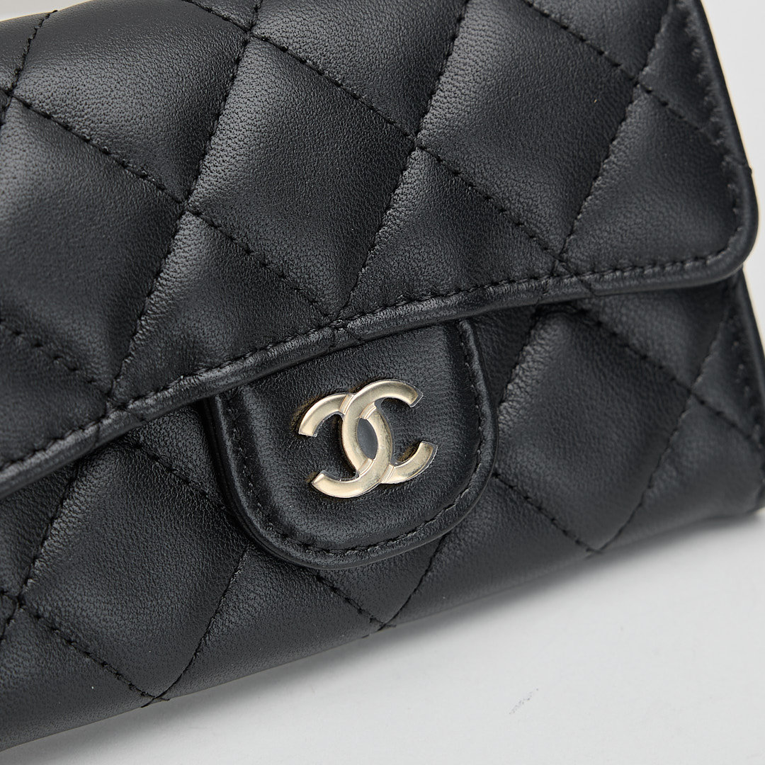 二手 Chanel CF單層拉鍊卡包/黑金羊:圖片 4