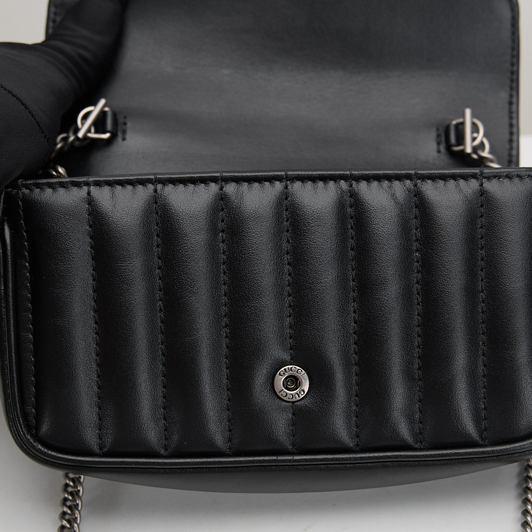 二手 Gucci Marmont supermini 黑銀:圖片 12