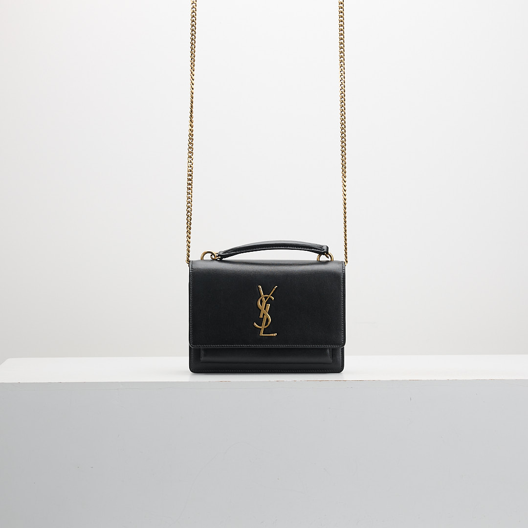 二手 YSL Sunset woc 黑金牛
